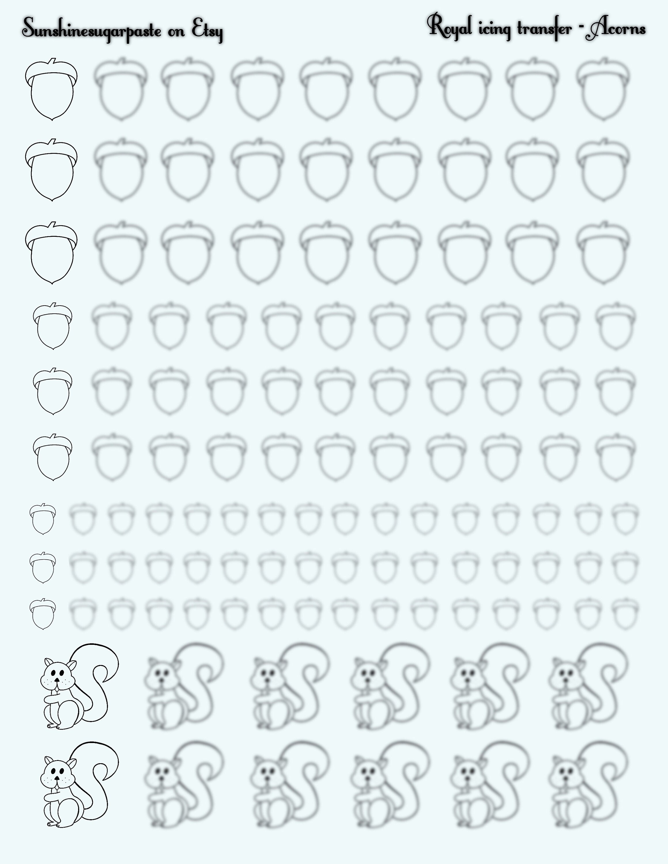 Acorns Royal Icing Transfer Sheet - Etsy