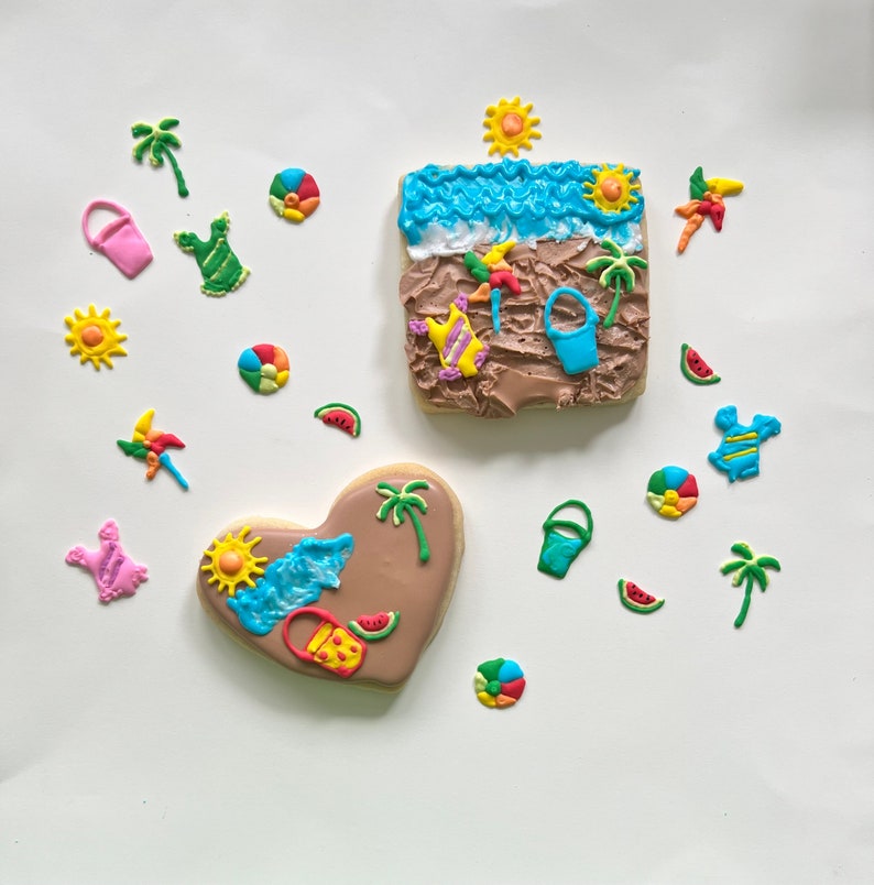 Summer, Beach Theme - Royal Icing Transfer Sheet - Etsy