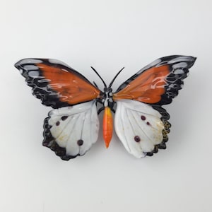 Mini African Monarach - Danaus chrysippus- glass sculpture, Hand blown glass butterfly lampwork figurine, Perfect gift for entomology  lover