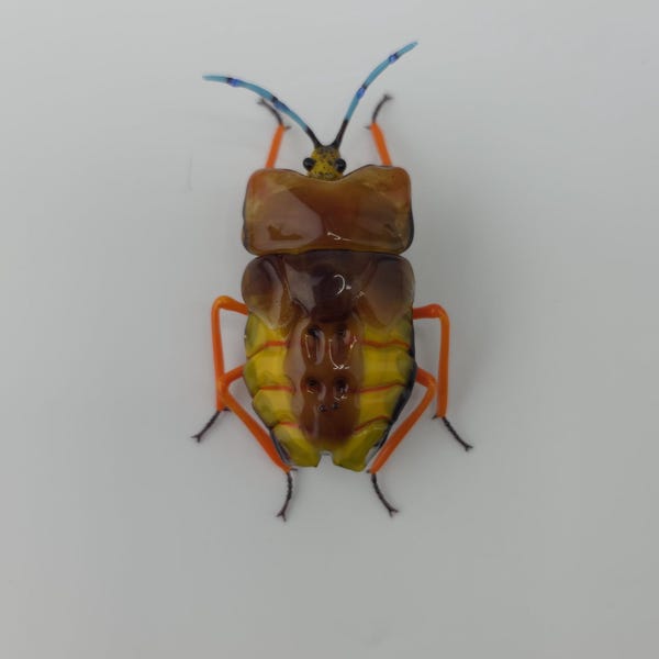 Hand Blown Glass Stink Bug Figurine - Lampwork Beetle Sculpture