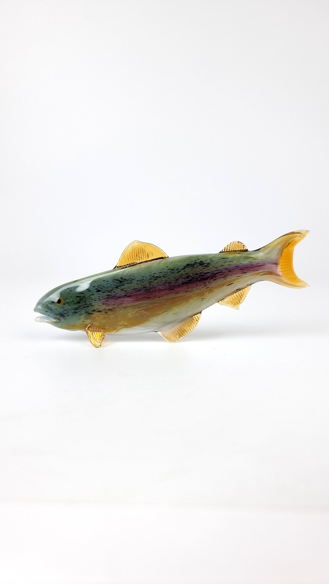 Glass Realistic Trout Fish Sculpture Hand Blown Glass River Etsy