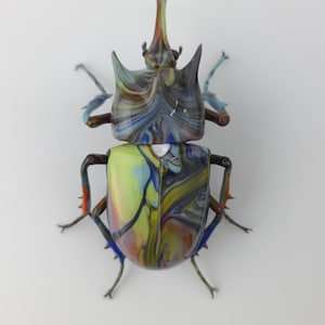Fantasy Megasoma acteon glass sculpture, Hand blown glass insect lampwork figurine, Perfect gift for entomology and bug lovers