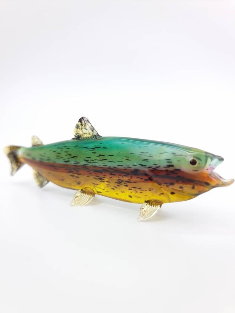 Rainbow Trout Fish Sculpture Hand Blown Murano Glass Animal Etsy