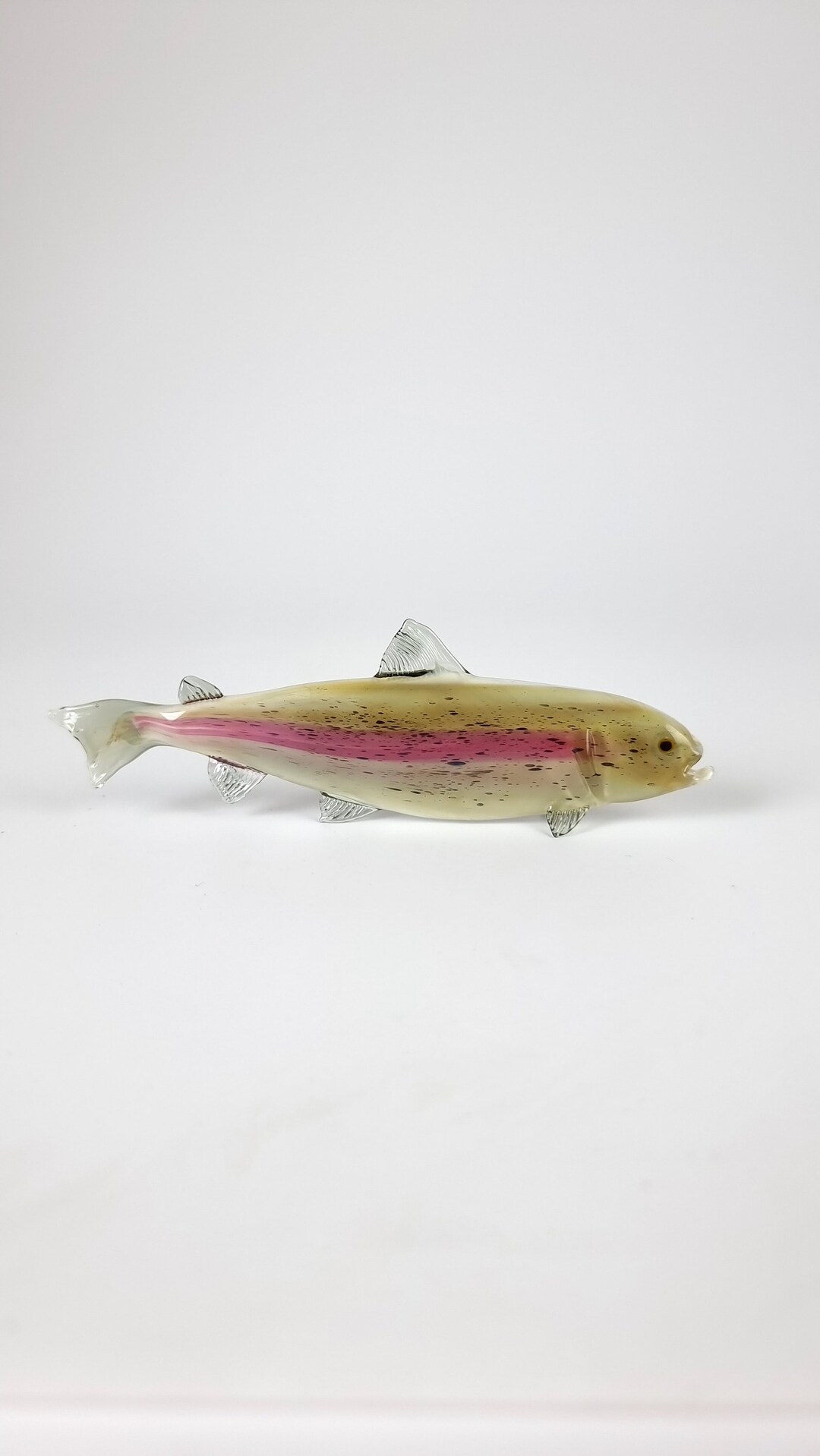 Glass Trout Fish Sculpture, Hand Blown Glass River Creature Lampwork
