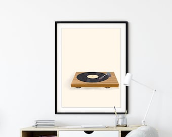 Record Player on Beige | Digital Print |