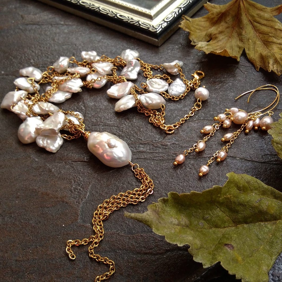 Natural Pearl Baroque Pendant Etsy