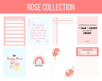 Rose Collection- Printable Journaling Cards~ 3x4 and 4x6