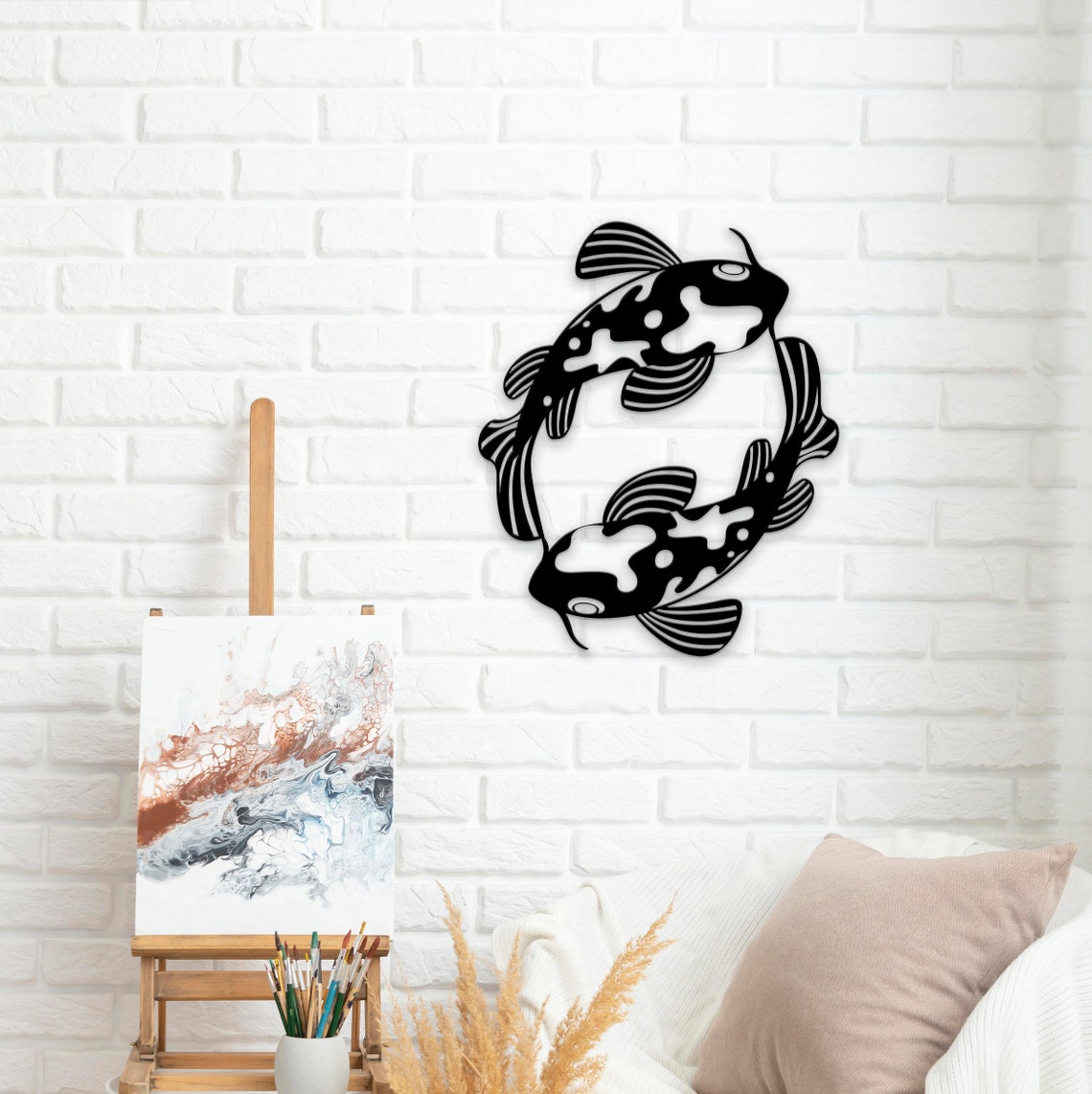 Koi fish metal wall art Fish metal wall decor Zodiac home Etsy