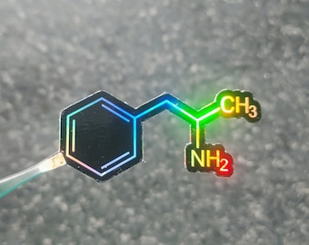 Holographic Adderall Molecule Sticker