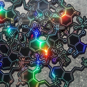 Psilocybine Molecuul Holografische Chemische Sticker, Paddo, Paddo