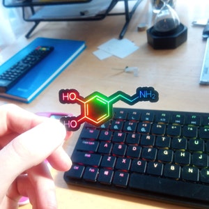 Dopamine Holographic Chemical Sticker. The Reward Molecule