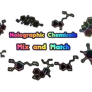 Mélangez et assortissez les autocollants chimiques holographiques