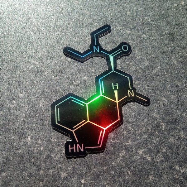 LSD Acid Holographic Molecule Chemical Sticker