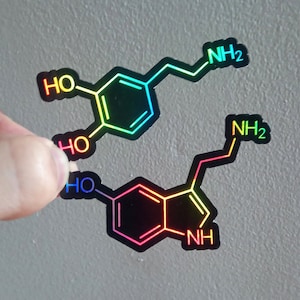 Pegatinas químicas holográficas de dopamina y serotonina