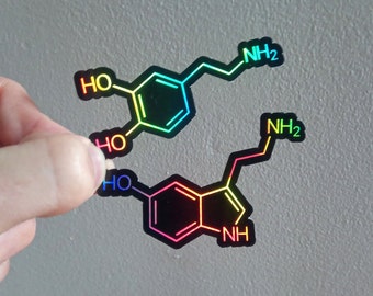 Dopamine en serotonine holografische chemische stickers