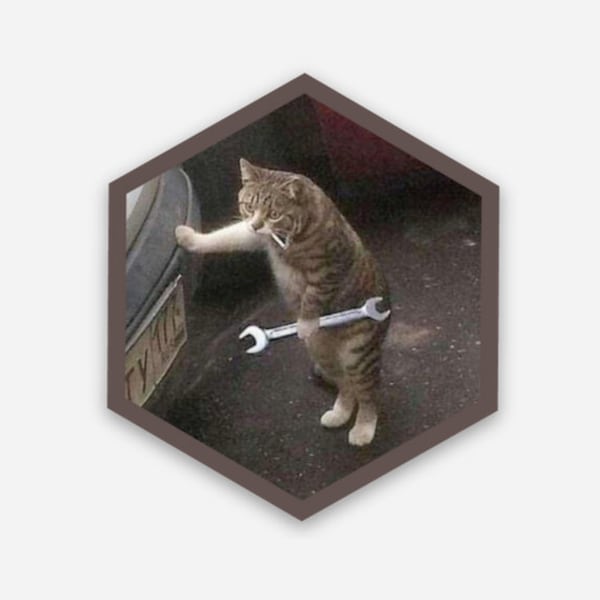 Mechanic Cat Sticker, Waterproof and Weatherproof