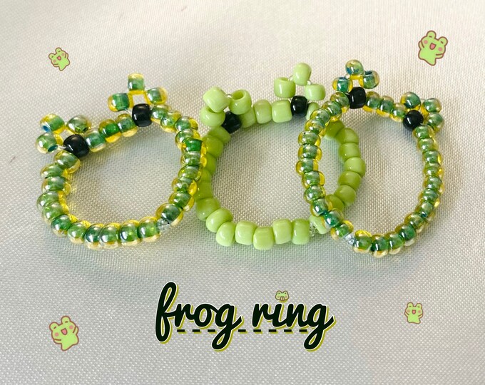 Frog Ring | Beaded Ring | Stackable | Trendy Ring | Handmade (read ...