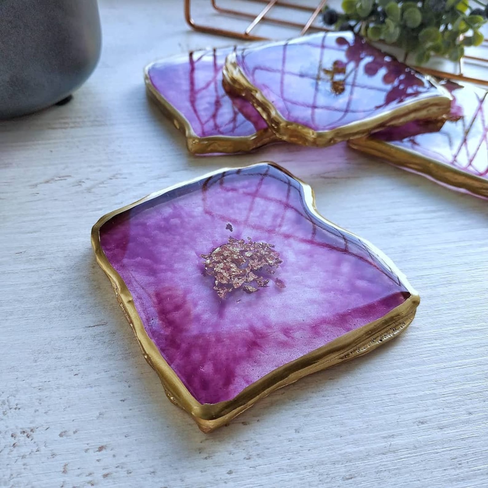 Epoxy Resin Coasters Mothers Day Gift From Husband Crimson Etsy