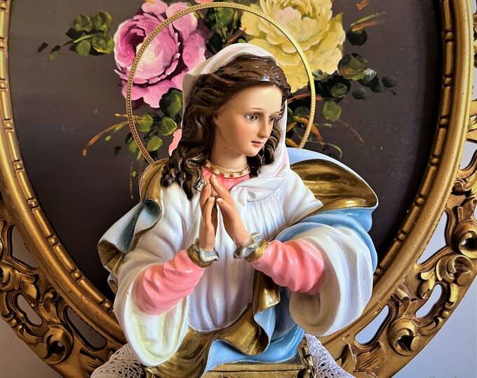 Antique Catholic Virgin Mary Statue, Virgin Mary Bust, Immaculate