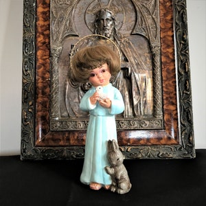 Antique baby Jesus Christ statue, 22 cm, Catholic religious statuary, Vintage Christmas decorations image 1