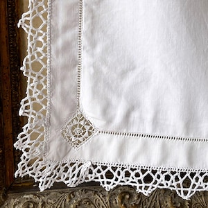 Large Antique Embroidery French Pillow Case, White cotton  fabric pillow case witt lace, French country Pillow sham.