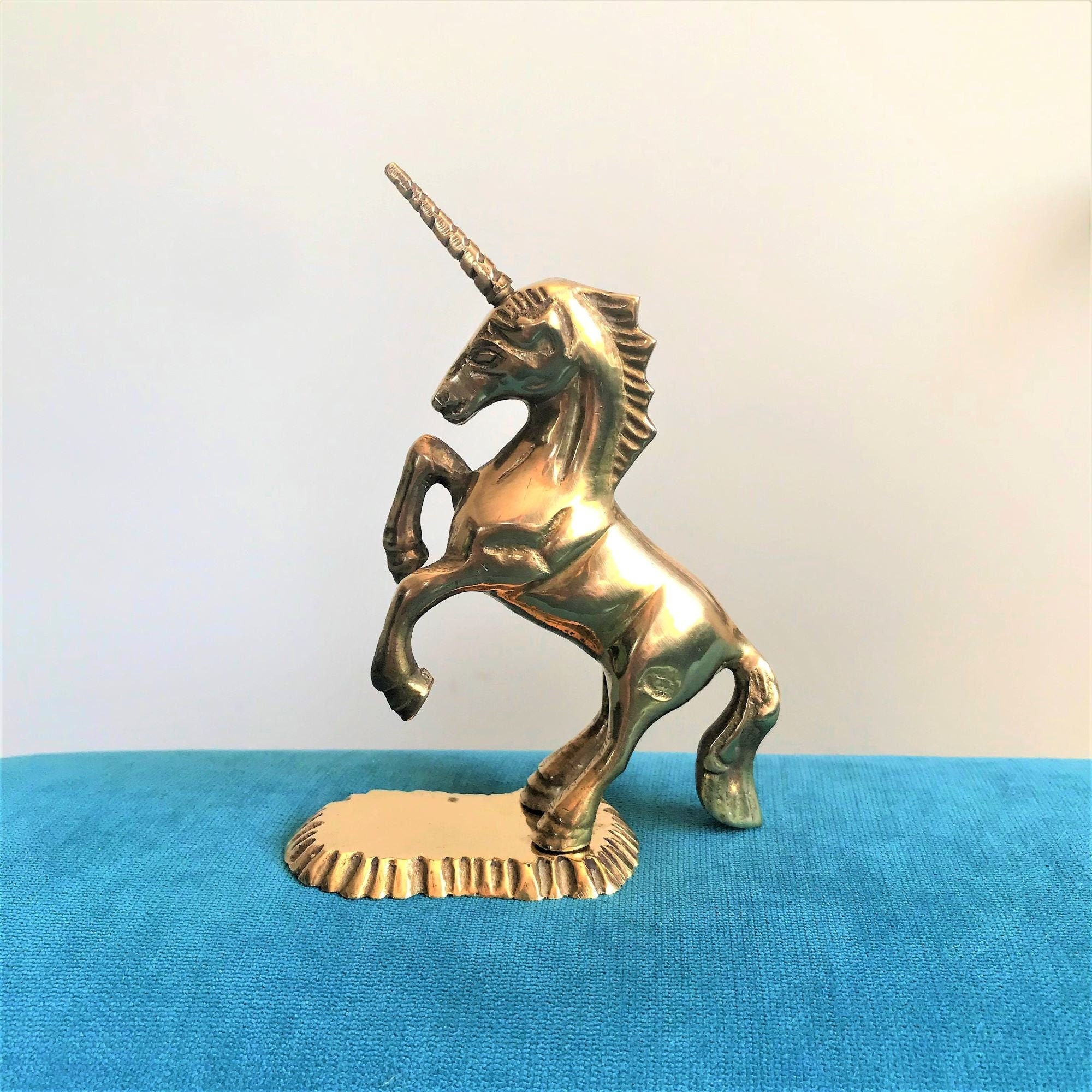 Vintage solide Messing Einhorn Figur kleine Figur des goldenen | Etsy