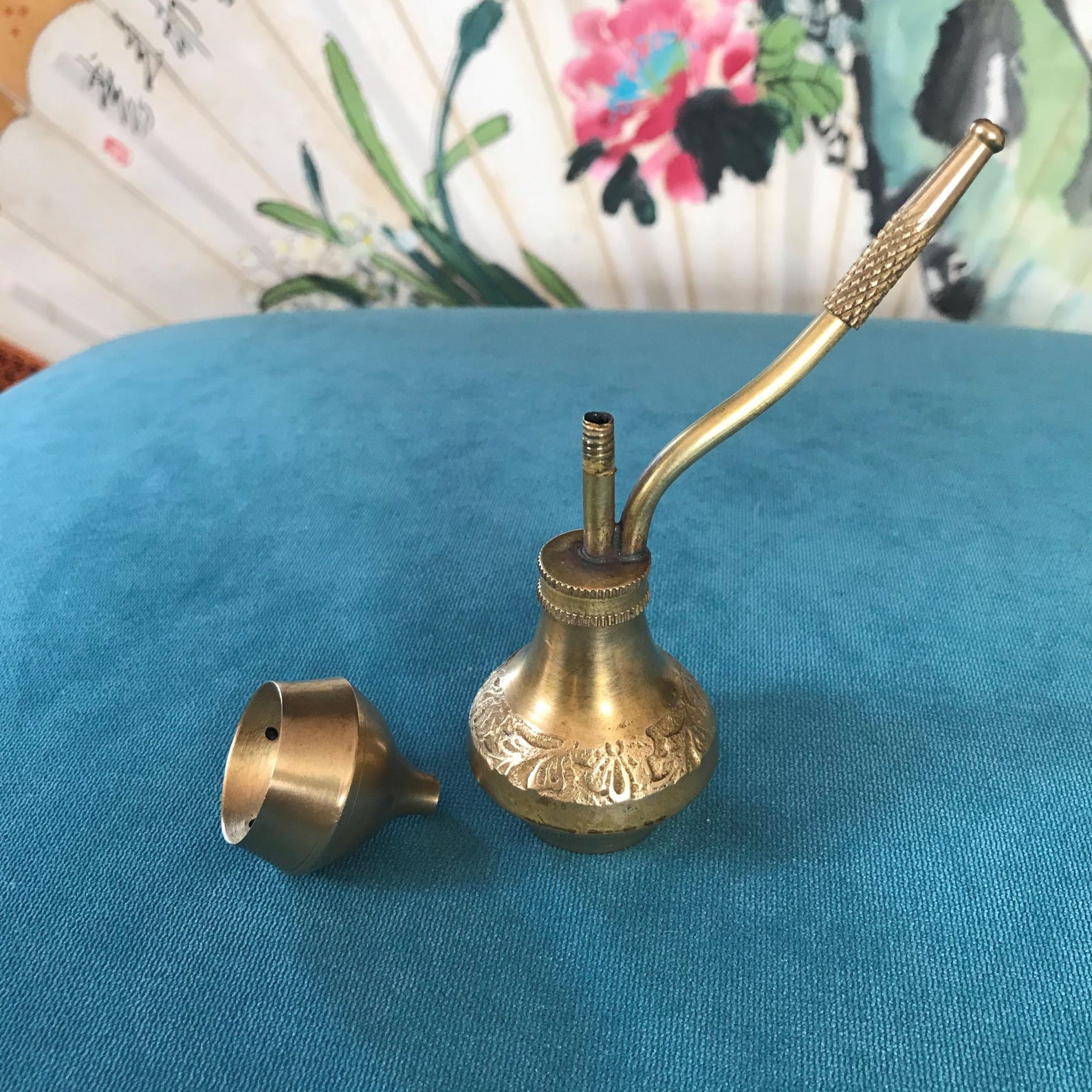 Vintage brass Hookah Oriental pipe with container for burning Etsy
