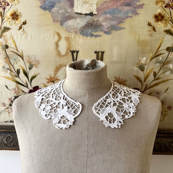 Vintage french lace detachable collar, Antique fr… - image 2
