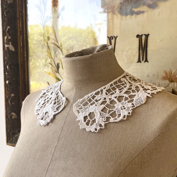 Vintage french lace detachable collar, Antique fr… - image 3