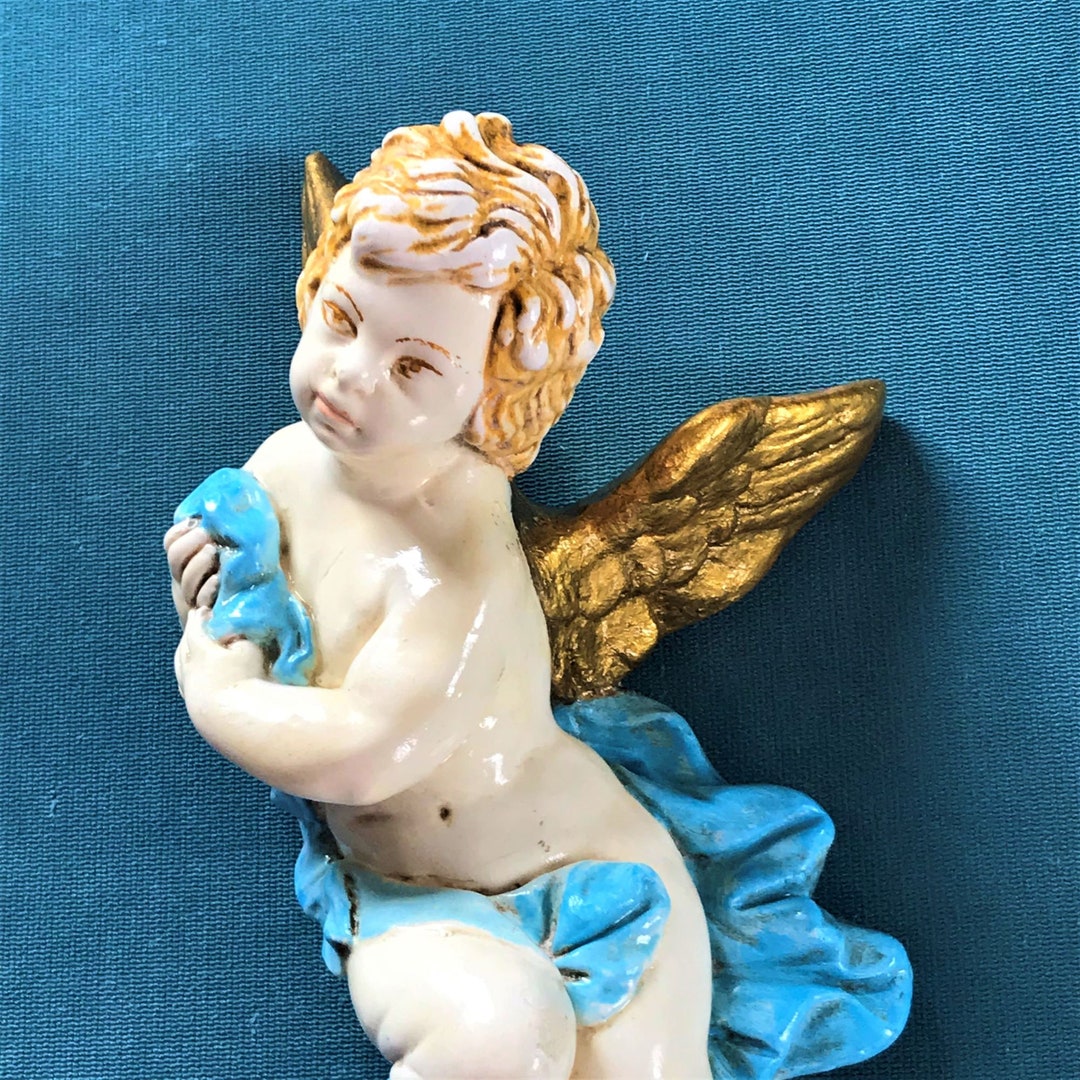 Antique Angel Figurine Angel Wall Decor Plaster Sculpture Etsy