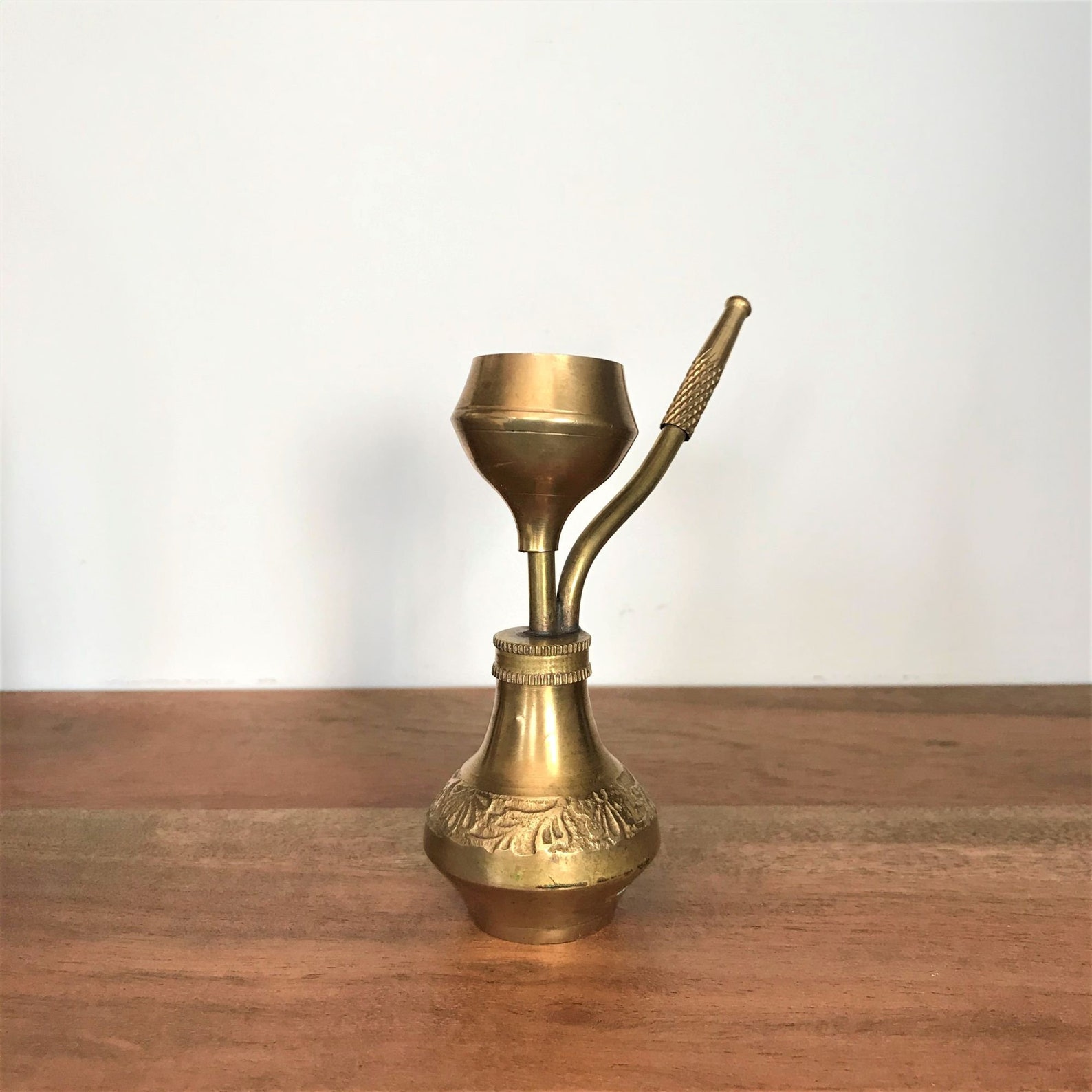 Vintage brass Hookah Oriental pipe with container for burning Etsy