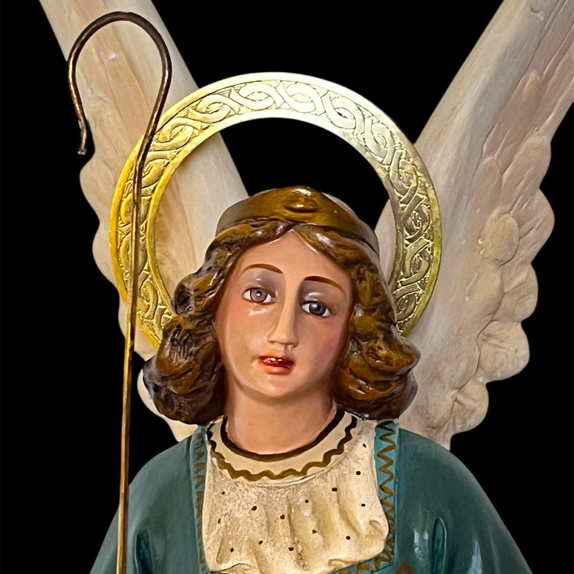 Antique Archangel Raphael Statue, Large Religious Sculpture Catholic ...