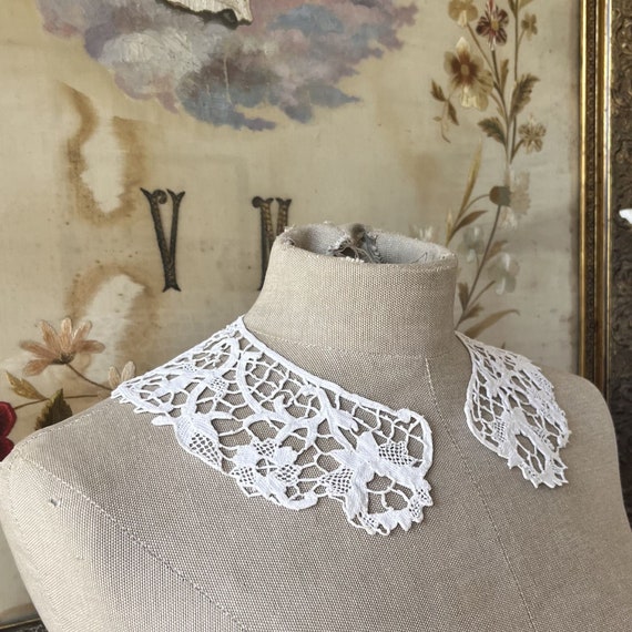 Vintage french lace detachable collar, Antique fr… - image 1