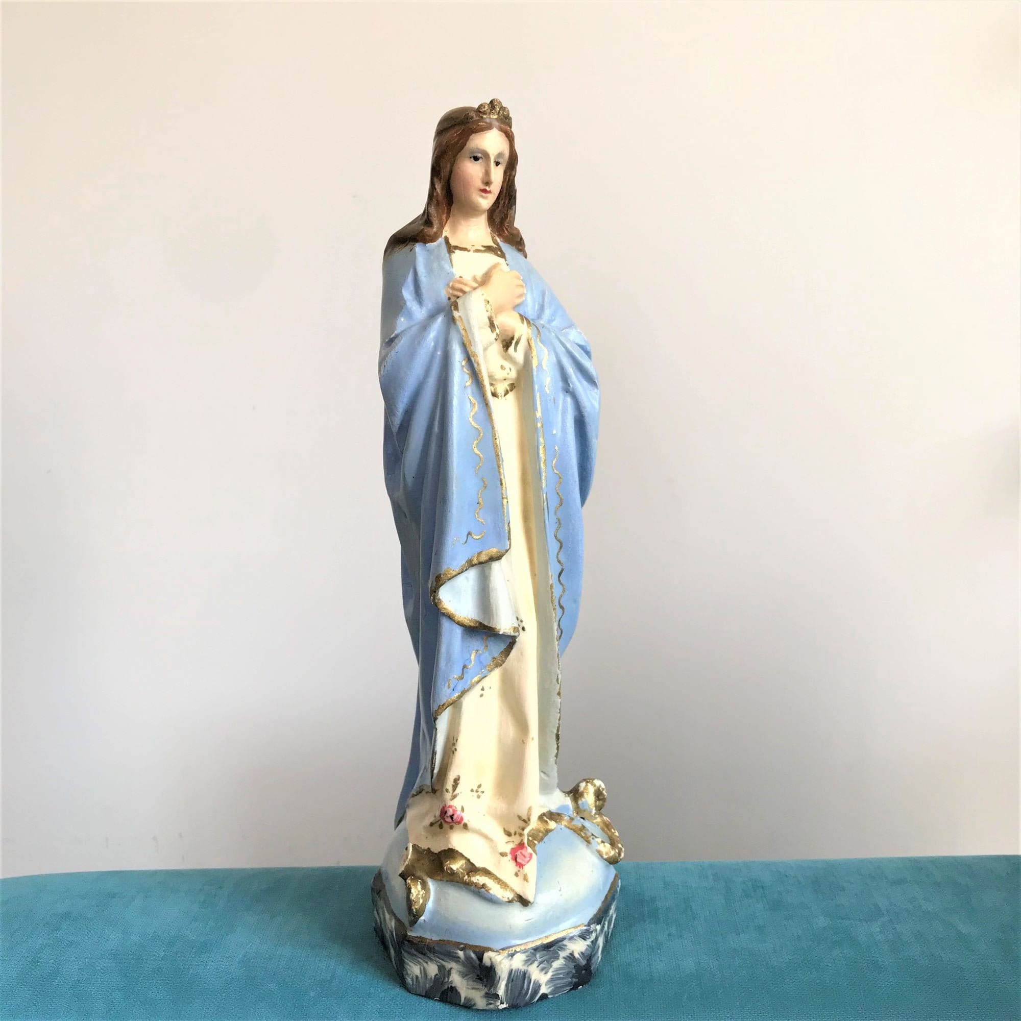 Antique Virgin Mary statue Our Lady of Immaculate Conception Etsy