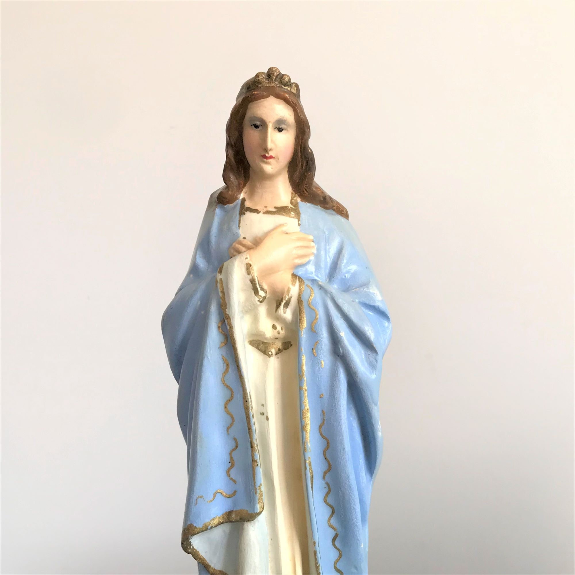 Antique Virgin Mary statue Our Lady of Immaculate Conception Etsy