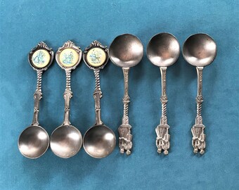 Lot of 6 Vintage Tin Spoons by SKS Design Antique German Spoons Pewter cutlery Vintage collectable Rein Zinn Old kitchen spoons 1960s spoon