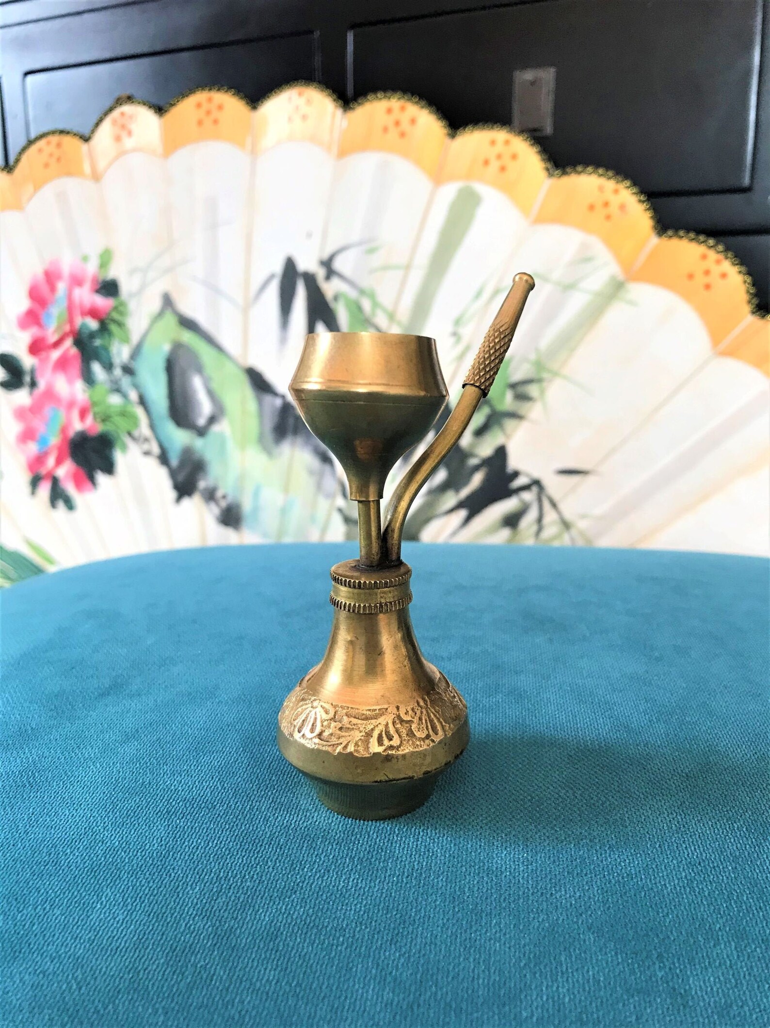 Vintage brass Hookah Oriental pipe with container for burning Etsy