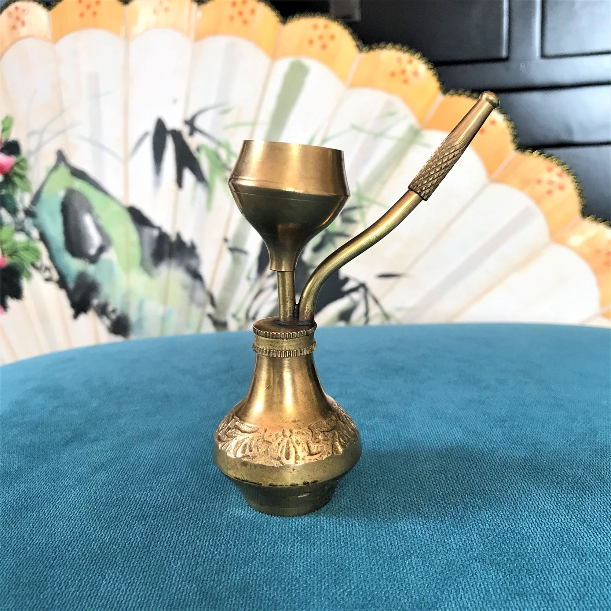 Vintage brass Hookah Oriental pipe with container for burning Etsy