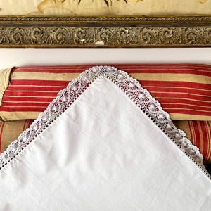 Antique Embroidery French Pillow Case, White cotton fabric pillow case witt lace, French country Pillow sham.