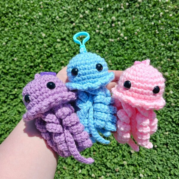 Crochet Jellyfish Keychain Plushie