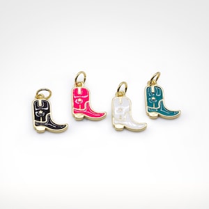 18K Gold Filled Coloured Cowboy Boot Charm