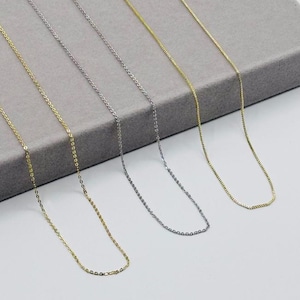 18K Gold Filled / Silver Classic Dainty / Box Chain Adjustable Necklace 18&quot; 20&quot;