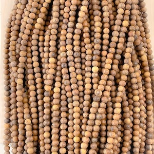 Unwaxed Robles Wood Beads Unpolished Wood Beads  6mm 8mm 10mm 16” Strand Unwaxed Beads for Jewelry Making DIY Handmade, Natural Wood beads
