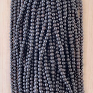 Unwaxed Tiger Ebony Wood Kamagong Wood Beads Natural Unpolished Wood Beads 6mm 8mm 10mm 16” Strand Beads for Jewelry Making DIY, Wood bead
