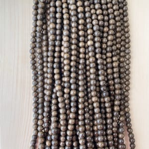 Grey Wood Natural Polished Beads 4mm 6mm 8mm 10mm 16” Strand Natural Beads for Jewelry Making DIY Handmade, Wood bead
