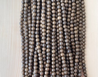 Grey Wood Natural Polished Beads 4mm 6mm 8mm 10mm 16” Strand