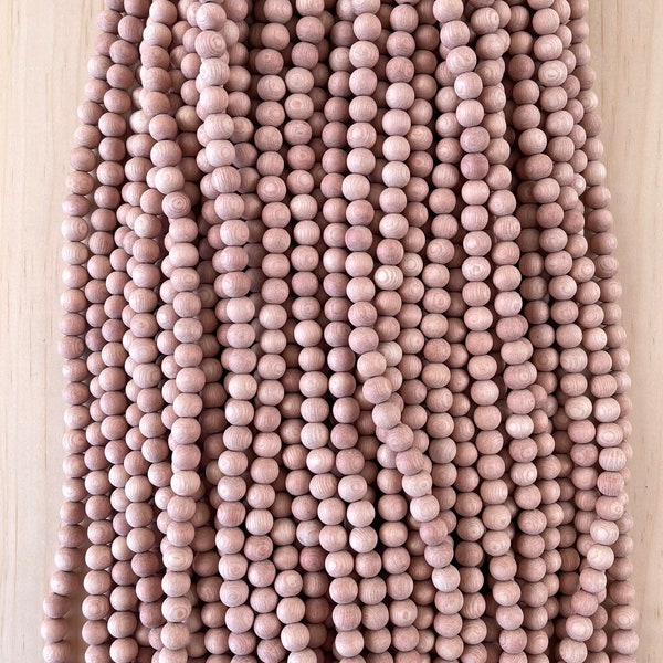 Perles en bois de rose naturel non cirées Perles en bois naturel non poli Bijoux DIY Collier bracelet 3 mm 4 mm 6 mm 8 mm 10 mm 16 po. Rang Perle en bois de rose naturel