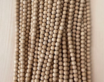 Gmelina/Beige Wood  Beads Natural Polished Beads 3mm 4mm 6mm 8mm 10mm 12mm 16” Strand Natural Beads for Jewelry Making DIY, Wood bead