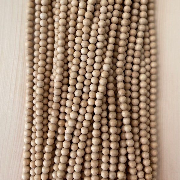 Gmelina/Beige Wood  Beads Natural Polished Beads 3mm 4mm 6mm 8mm 10mm 12mm 16” Strand Natural Beads for Jewelry Making DIY, Wood bead