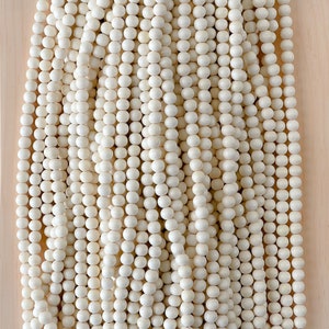 Bleached Creamy White Wood Beads Polished Beads DIY Jewelry Necklace Bracelet 4mm 6mm 8mm 10mm 16” Strand Bleached Wood Bead